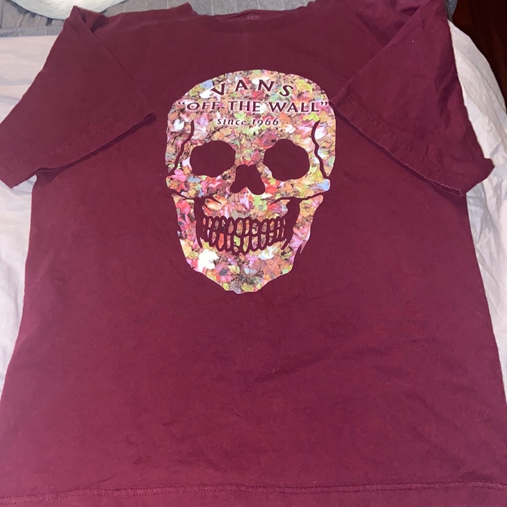 Vans Burgundy Tshirt Floral Skull